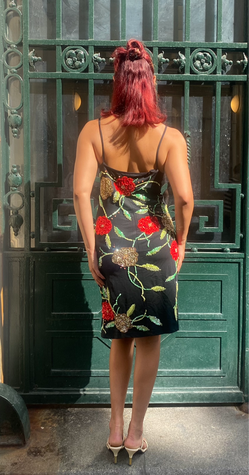 Mariella Burani Hand Embroidered Dress