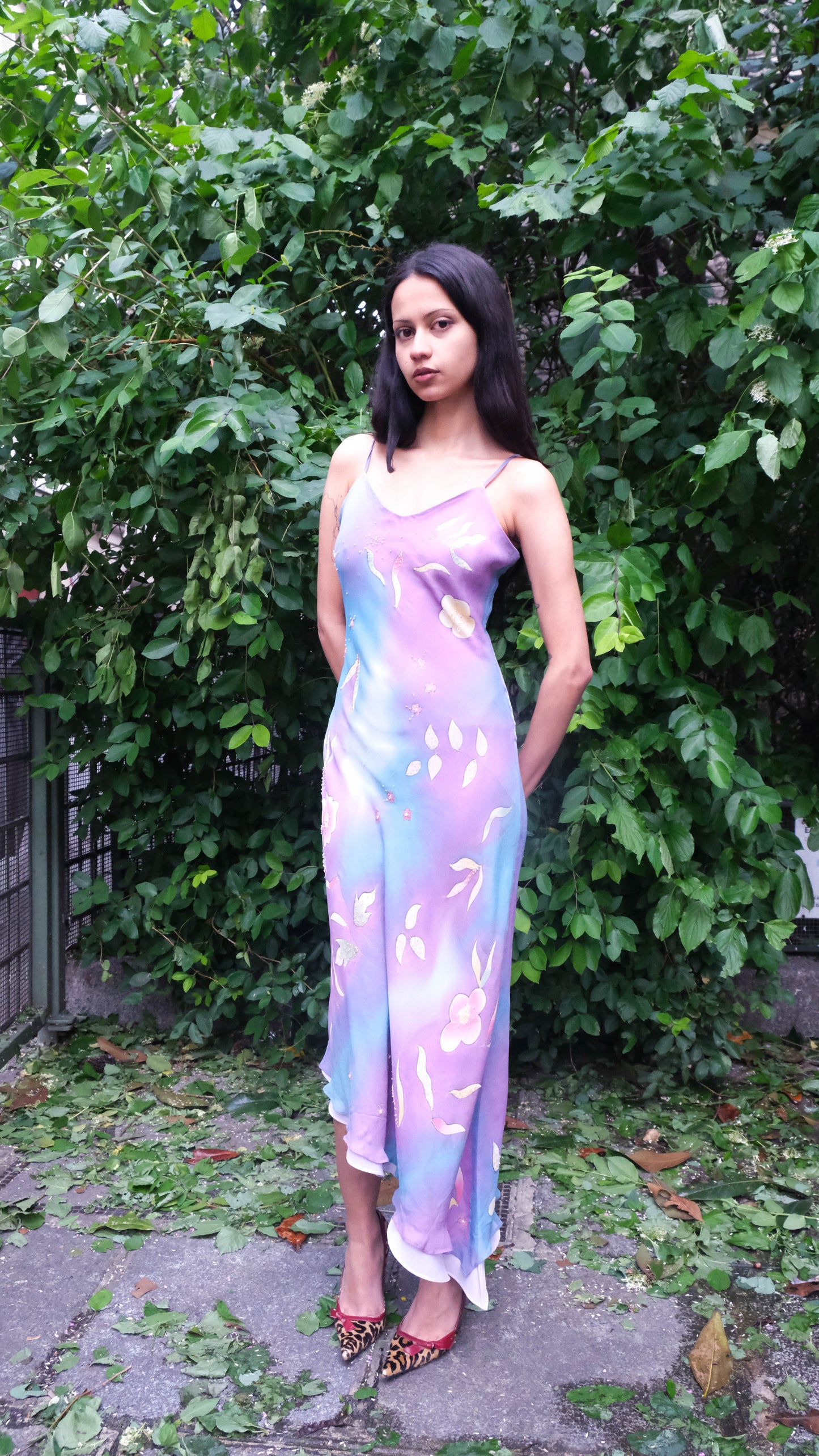 Colorful Hand-Painted Silk Gown