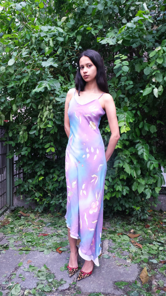 Colorful Hand-Painted Silk Gown